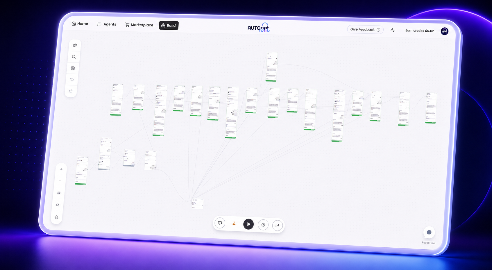 Agent Builder — the visual block-based canvas for building custom agents in AutoGPT